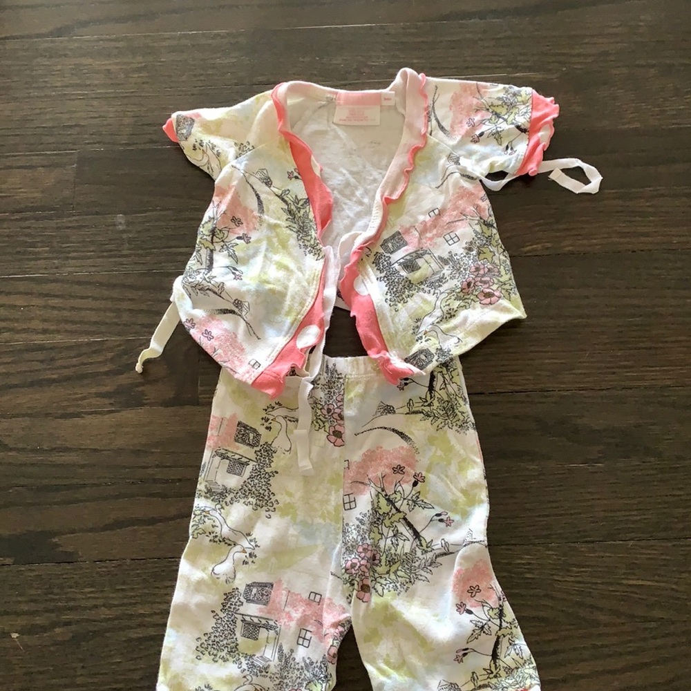 2 piece pink white and green tie set from Baby Nay